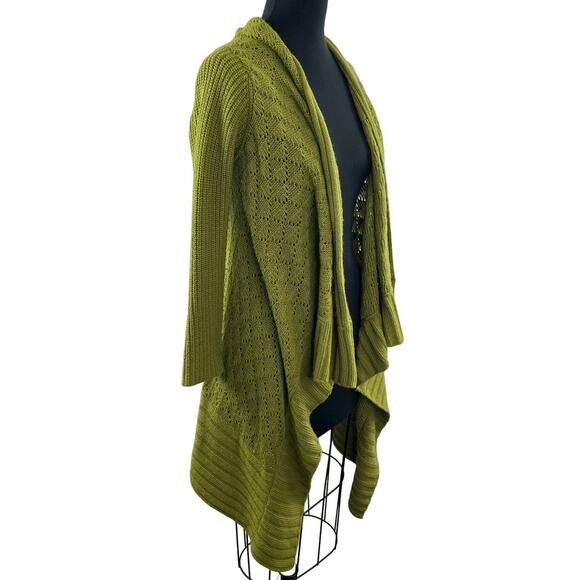 Cynthia Rowley Green M Knit Cardigan Sweater Wool Flowy Open Front Long Sleeve - Picture 1 of 9